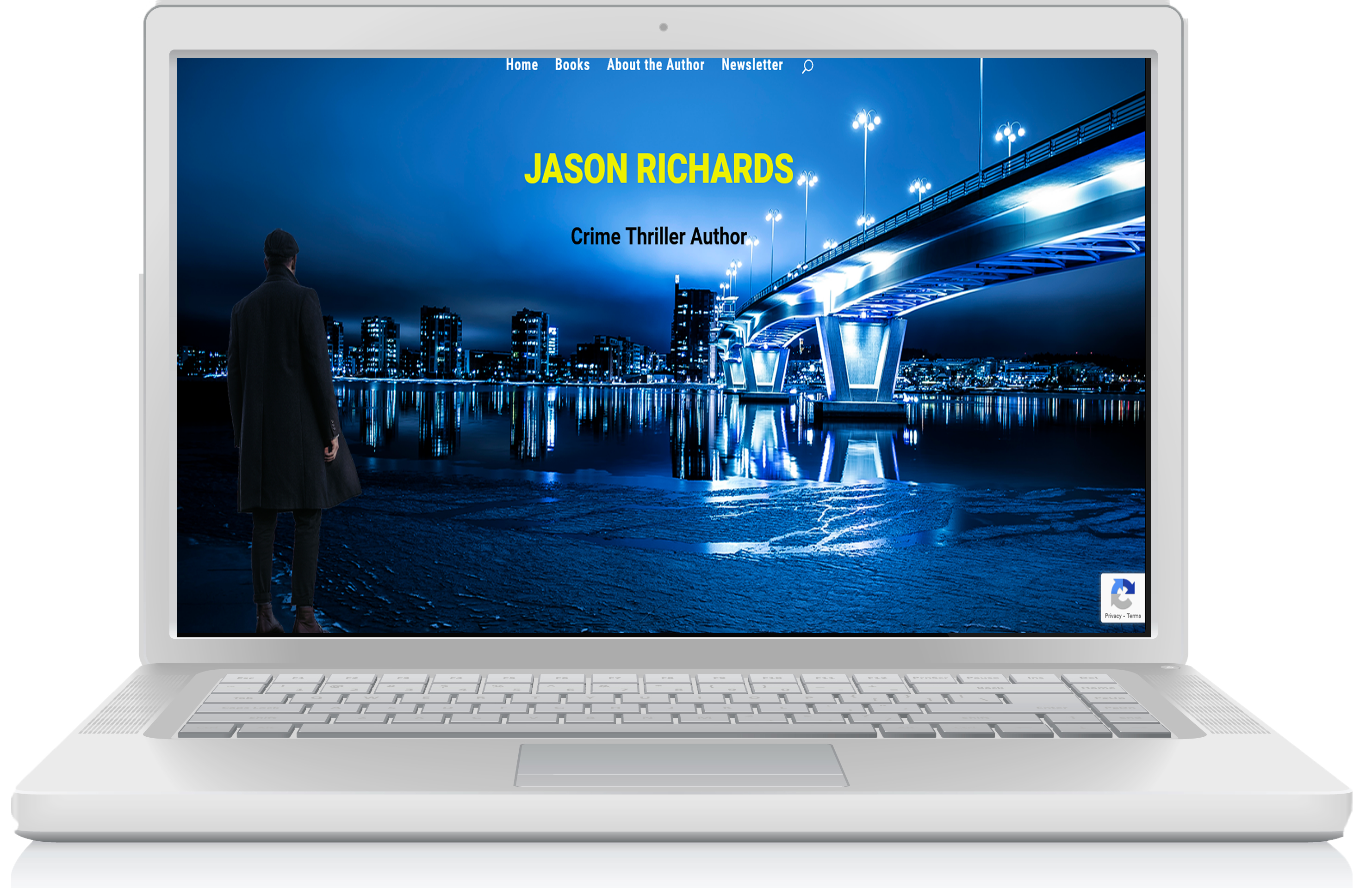 Image of laptop with Jason Richards author homepage displayed on screen.